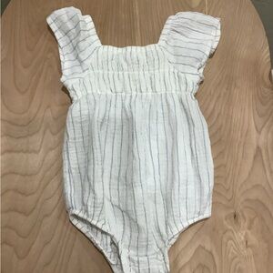 White and Blue Striped Baby Romper
